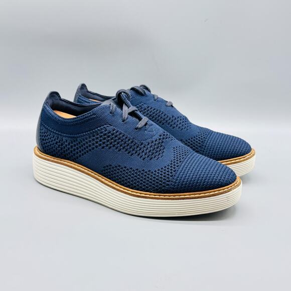 Cole Haan Shoes Womens 7 Blue Knit ZeroGrand Stitchlite Wingtip Oxford Sneakers - Picture 2 of 13